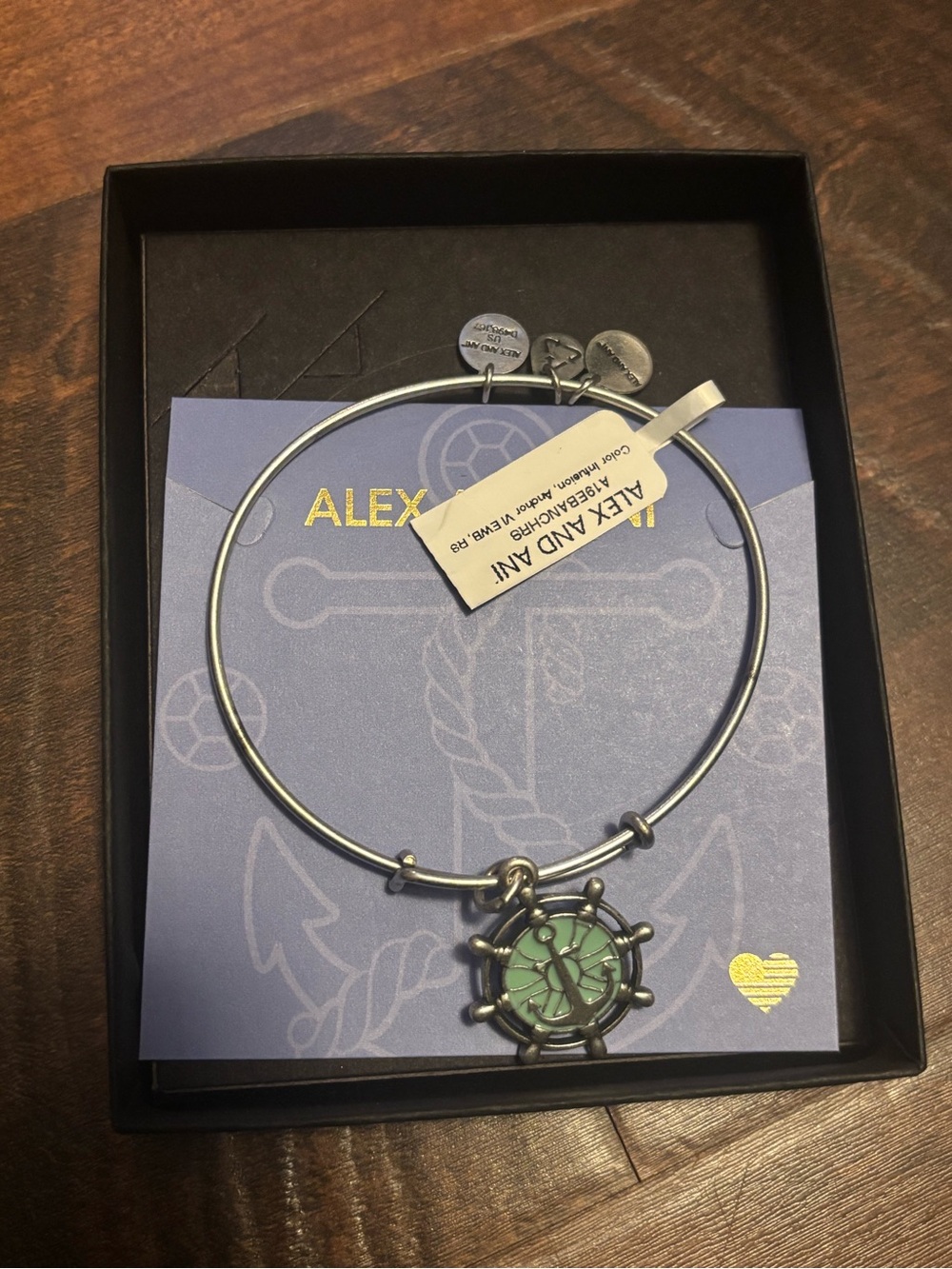 Alex and Ani Silver Bangle Bracelet with Anchor Charm